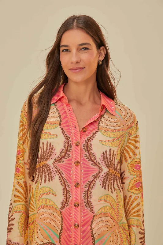 Weekend Offers That Shine Palm Scarf Sand Shirt