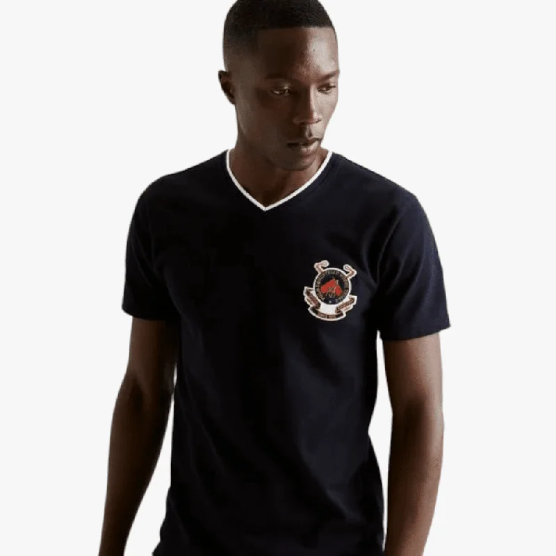 Polo Mens Chris Crest V Neck Short Sleeve Tee Navy