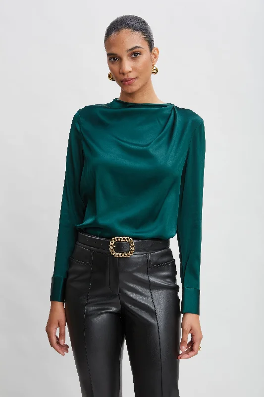 Weekend Bargains to Celebrate Silk Satin Draped Neck Shirt