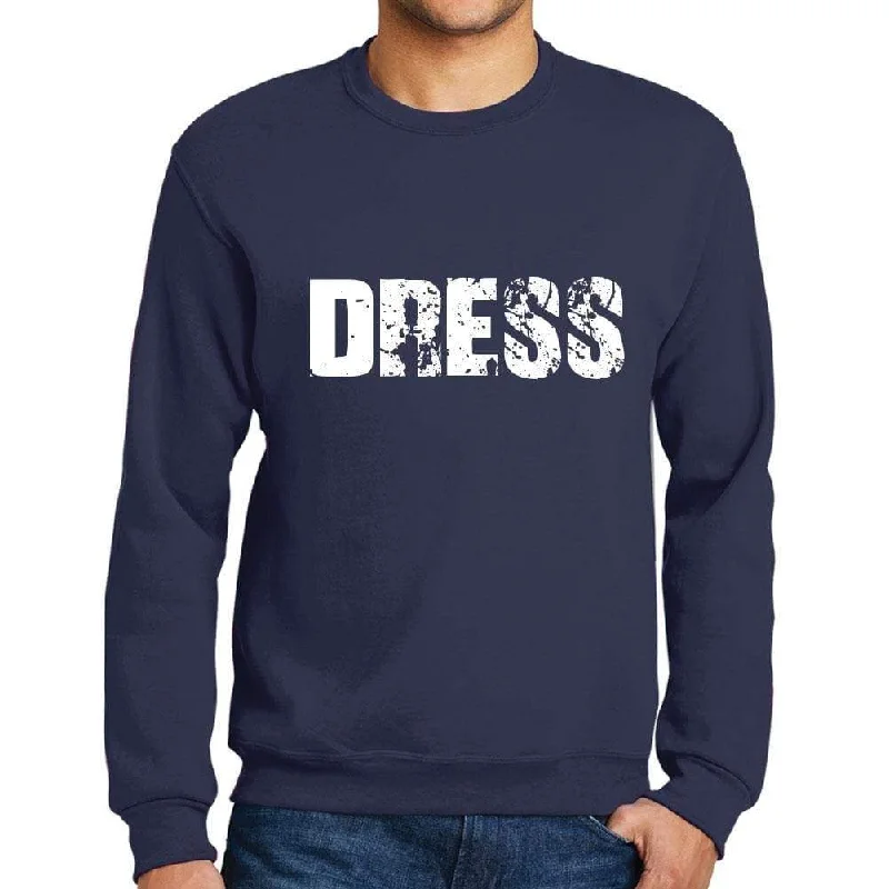 Men's Printed Graphic Sweatshirt Popular Words DRESS French Navy