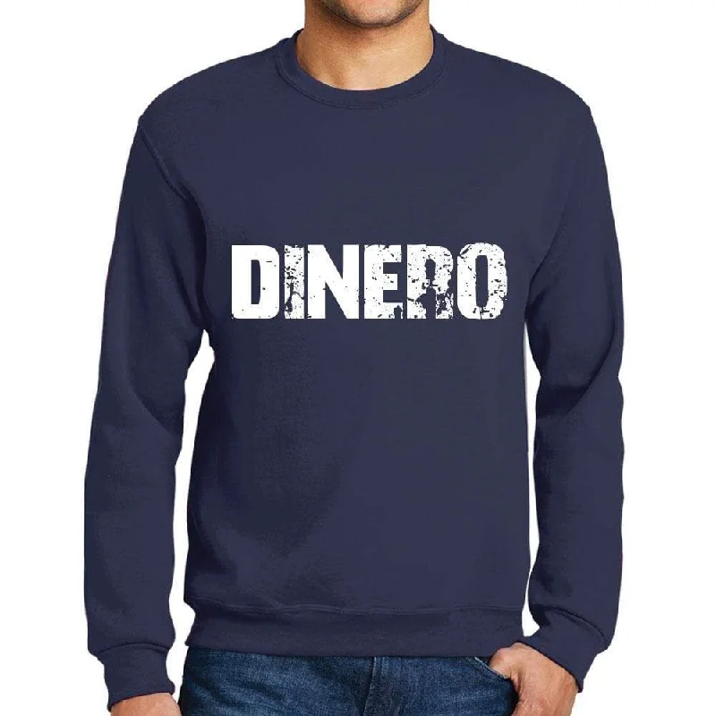 Hot Deal Men's Printed Graphic Sweatshirt Popular Words DINERO French Navy