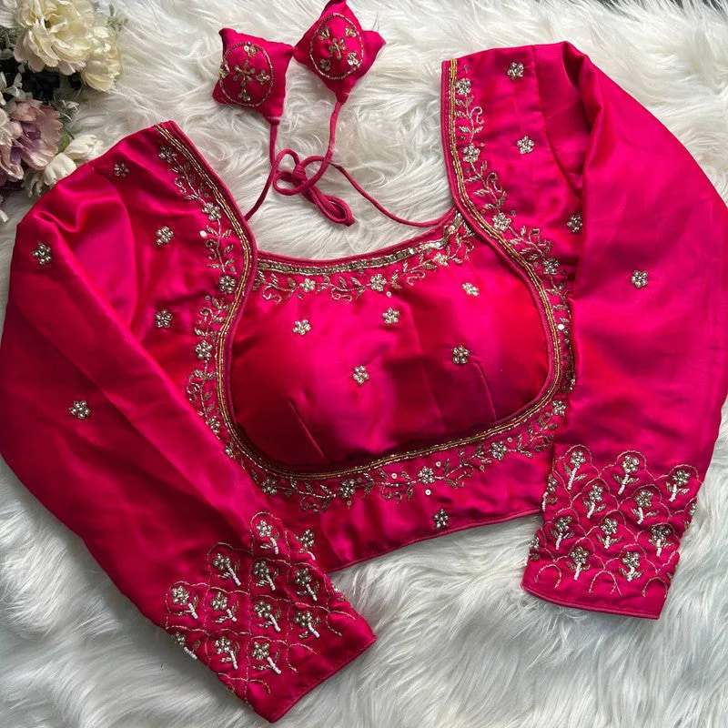Weekend Price Cuts Galore Women's Pink Colour Soft Silk Readymade Blouse