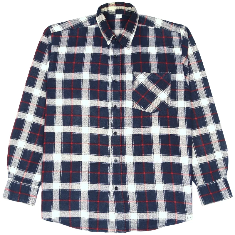 Steals and Deals Vintage Checkered Flannel Shirt Navy Red Cream