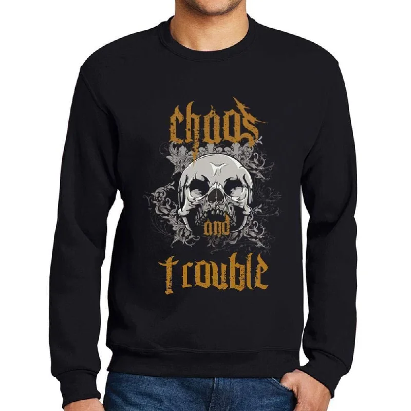 Ultrabasic - Homme Imprimé Graphique Sweat-Shirt Chaos and Trouble Noir Profond