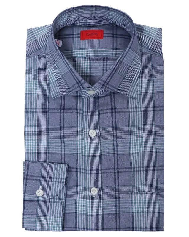 Blue and Green Glen Check Dress Shirt