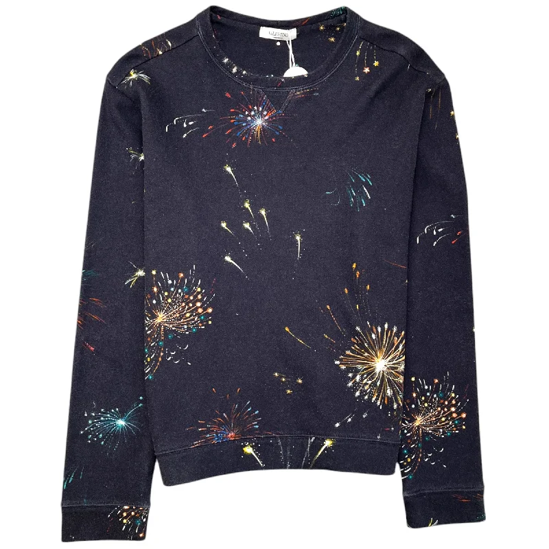 Men's Firework Print Sweatshirt Navy Size S