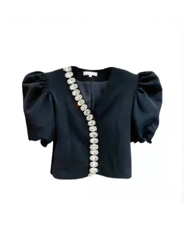 Weekend Deals That Thrill Puff Sleeve Crystal Neck Top
