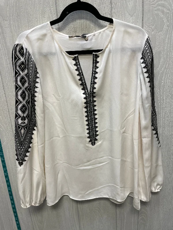 Limited Supply Blouse Long Sleeve By Cma In Black & Cream, Size: Xl
