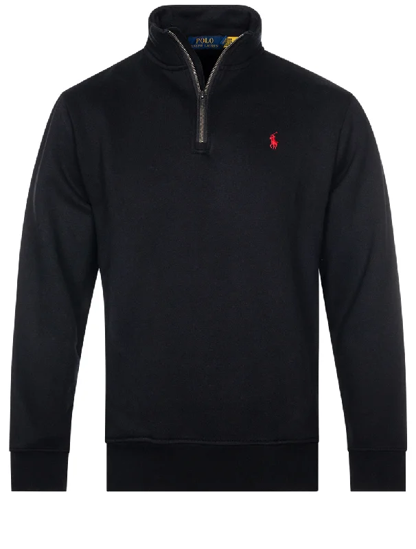 Closeout Fleece-Sweatshirt mit langem Arm und halbem Reißverschluss Schwarz