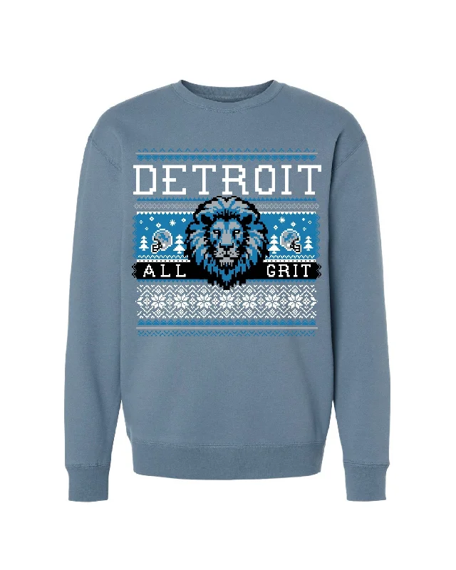 Ink Detroit - All Grit Ugly Christmas Sweatshirt - Storm Blue