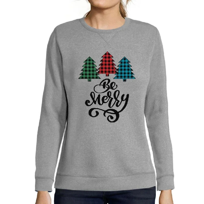 Weekend Bargains to Savor ULTRABASIC - Graphic Women's Be Merry Christmas Sweatshirt Xmas Gift Ideas Grey Marl