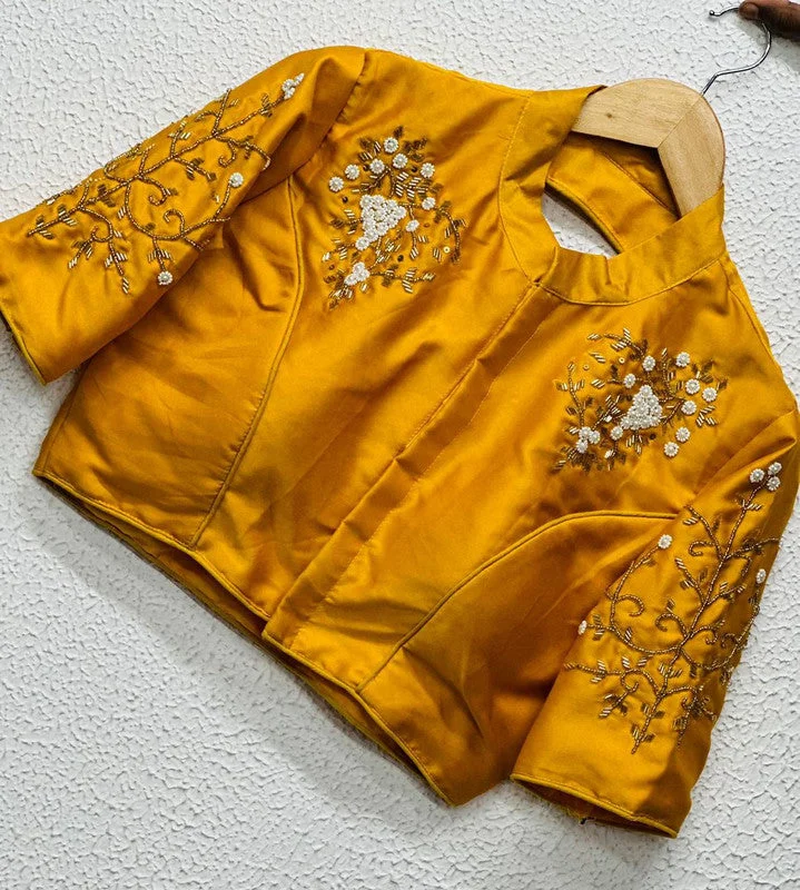 Today Only Women's Yellow Colour Pure Silk Readymade Blouse