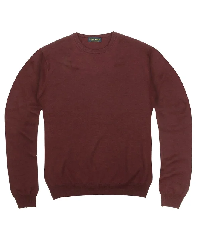 Value Deals 100% Pure Merino Wool Zegna Baruffa Crewneck Sweater - Burgundy