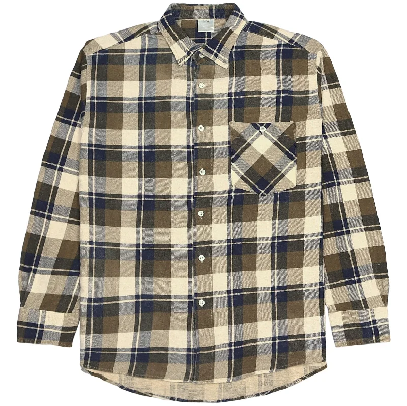 The Best Prices Vintage Checkered Flannel Shirt Brown Beige Navy