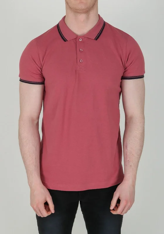 Buy Now Brave Soul London Black Stripe Collar Polo-Shirt, Rose