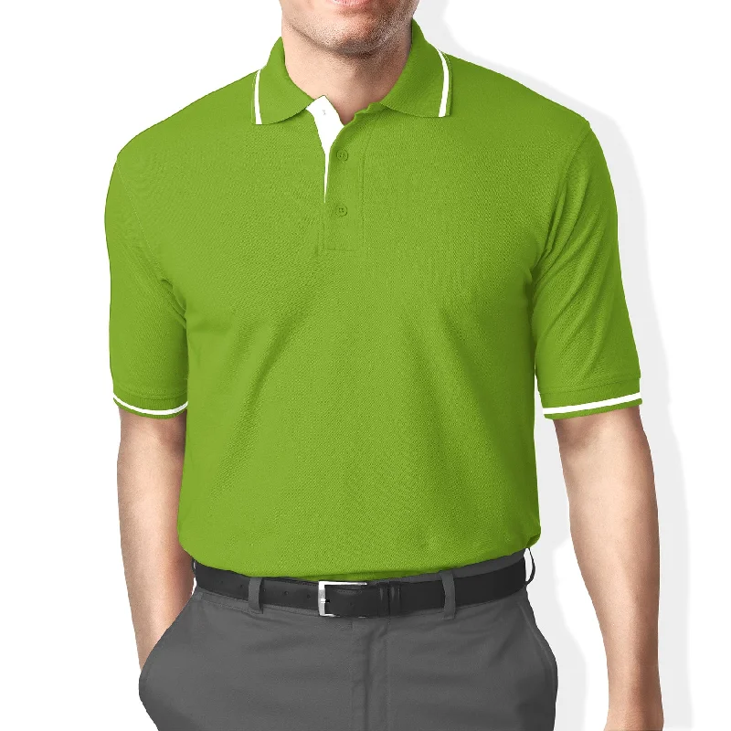 Polo Collar Stripe Tipped T-Shirt Light Green