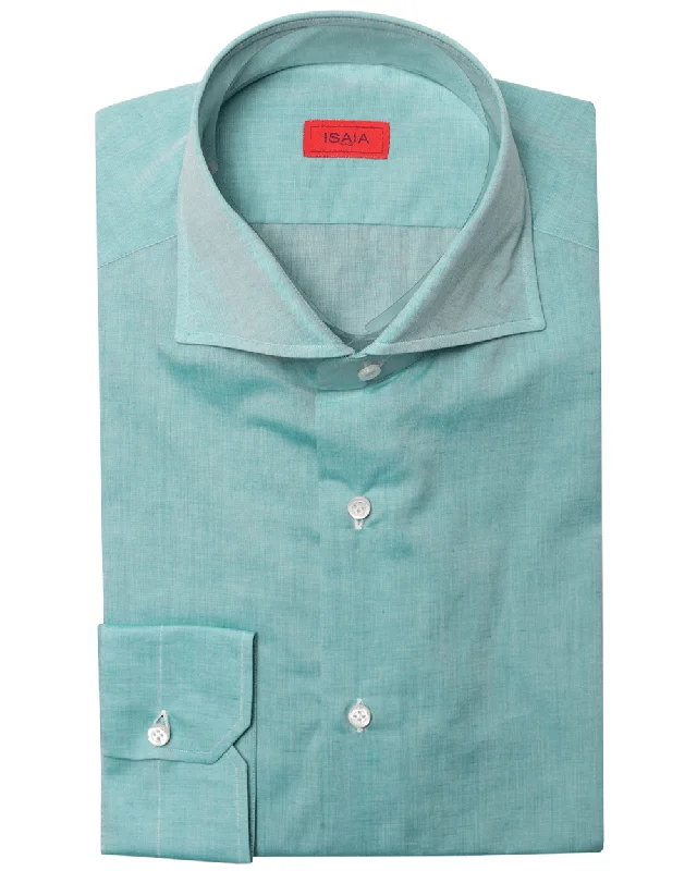 Hot Buy Heathered Green Cotton Blend Dress Shirt