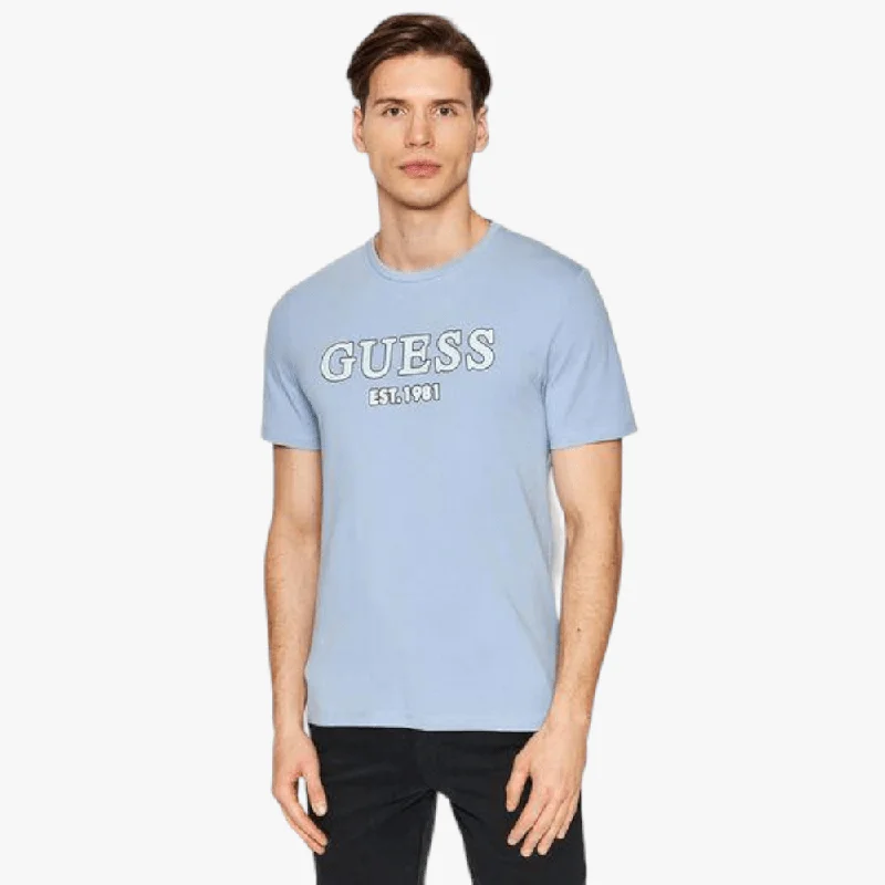 Guess Mens Point Short Sleeve Tee Grey Blue