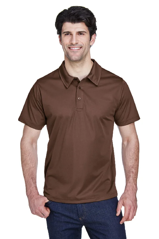 Steals and Deals Team 365 Mens Command Performance Moisture Wicking Short Sleeve Polo Shirt - Dark Brown