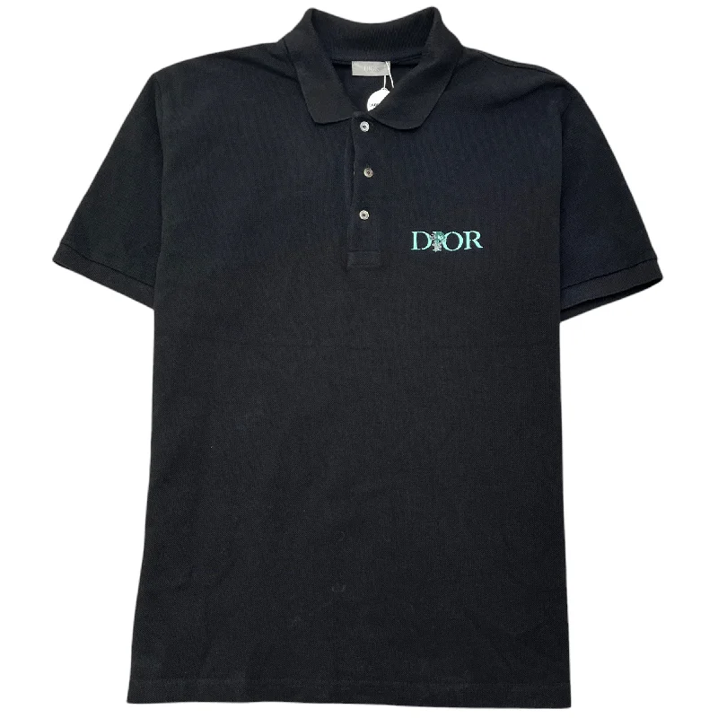 The Best Prices Men's Embroidered Flower Polo Shirt Black Size XL