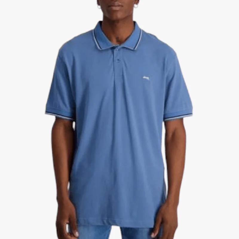 Jeep Mens Plain Pique Short Sleeve Golfer Vintage Blue