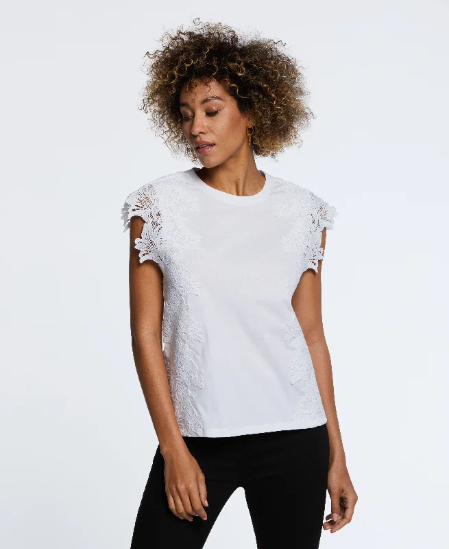 Today's Deal Petite Knit Top with Lace Detail