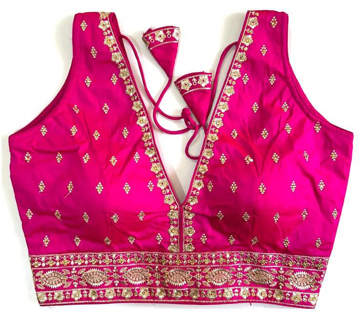 Weekend Bargains to Relish Women's Pink Colour Silk Readymade Blouse