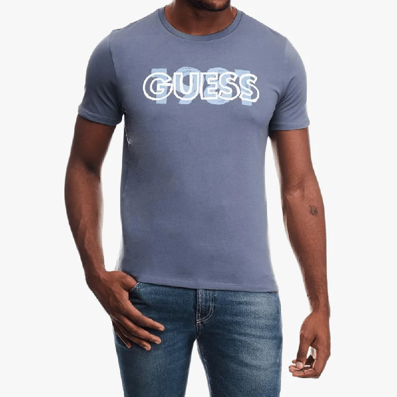 Guess Mens Orwell Short Sleeve Tee Light Blue