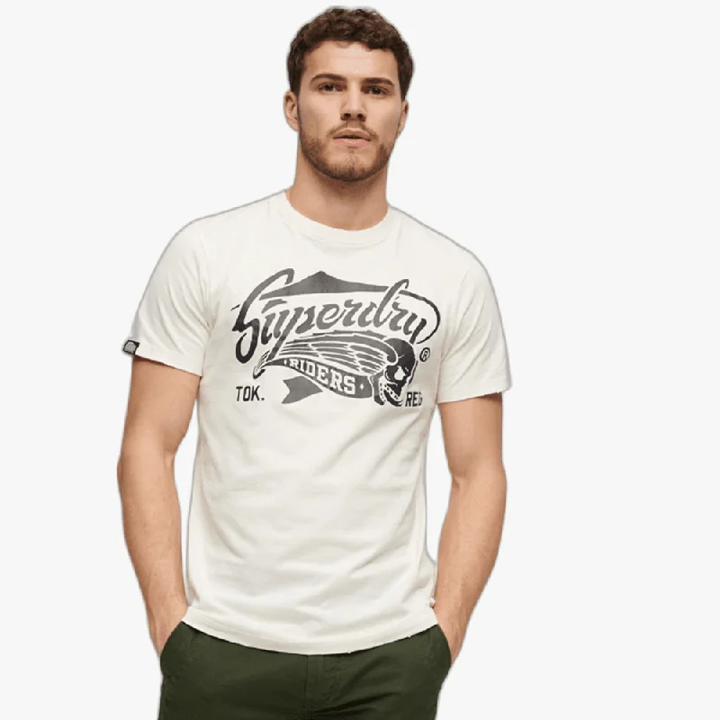 Limited Time Discount Superdry Mens Retro Rock Short Sleeve Tee Cream