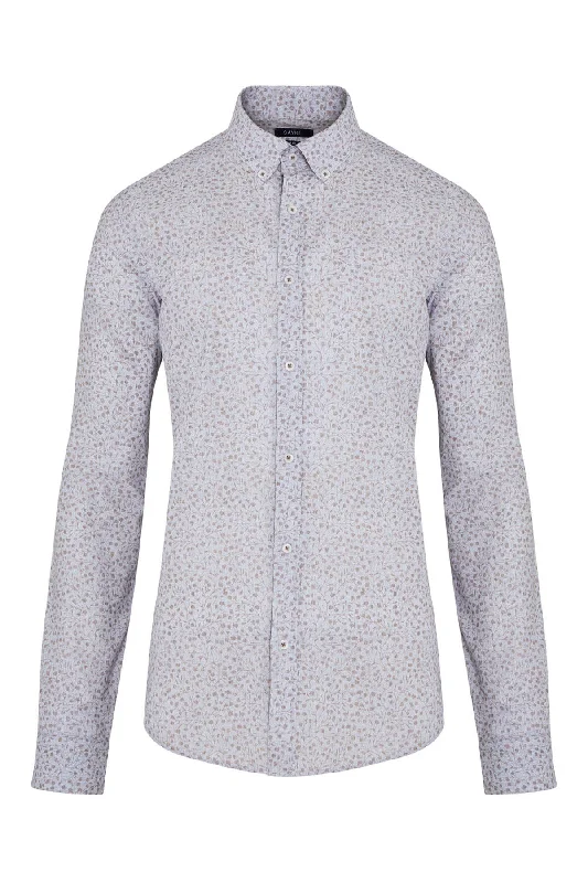 Exclusive Savings Slim Fit Long Sleeve Floral Cotton Brown Dress Shirt