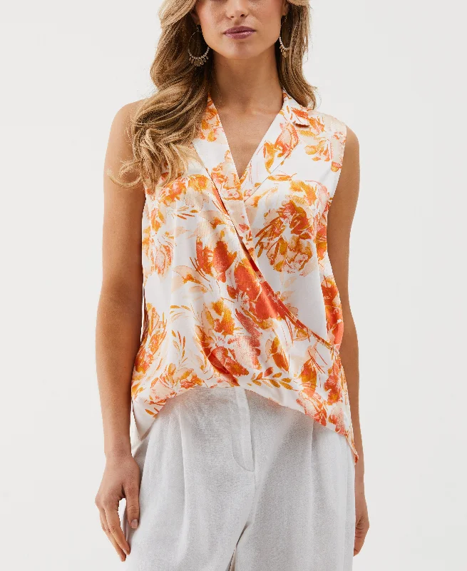 Weekend Savings Bonanza Petite Floral Print Cross Front Blouse