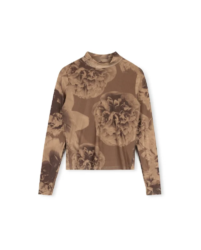 Shop and Save Mesh Printed Turtleneck