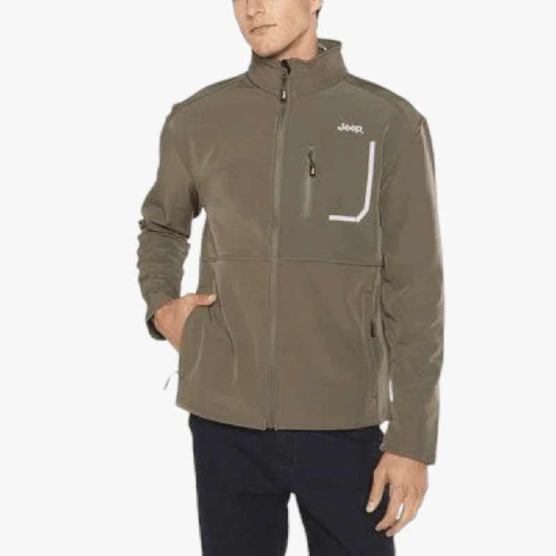 Hurry In Jeep Mens Funnel Neck Soft Shell Jacket Fatigue                                             >120-881
