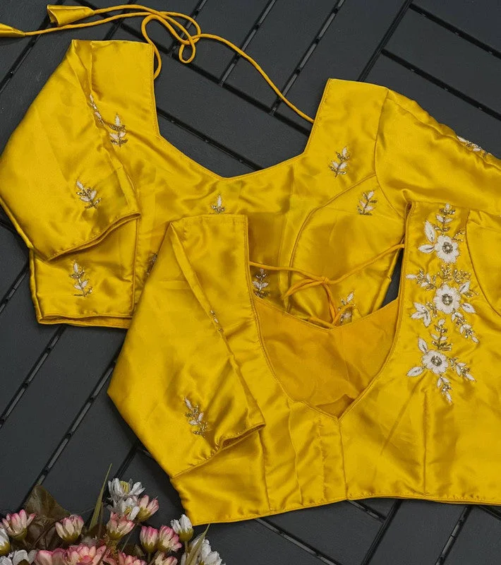 Weekend Specials to Celebrate Women's Yellow Colour Pure Silk Readymade Blouse