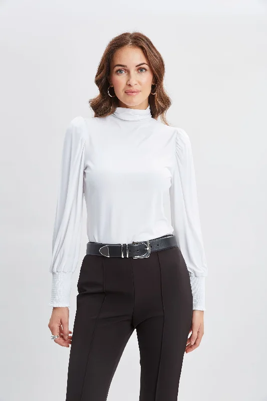 Weekend Offers That Impress Smocked Turtleneck Knit