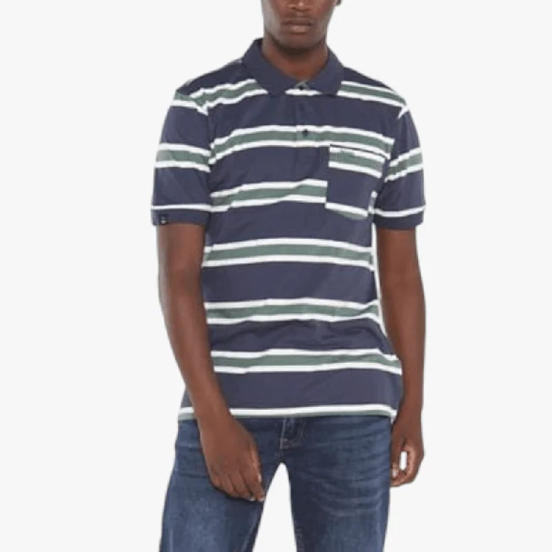Weekend Savings Galore Jeep Mens Yd Multi Stripe Short Sleeve Golfer Navy