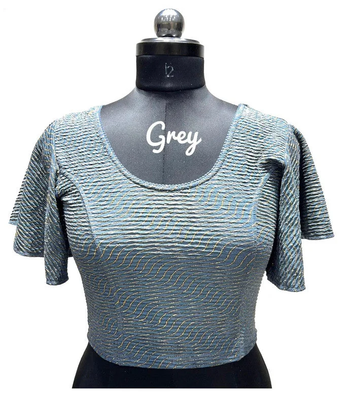 Extra Savings Women's Grey Colour Foil Lining Readymade Blouse