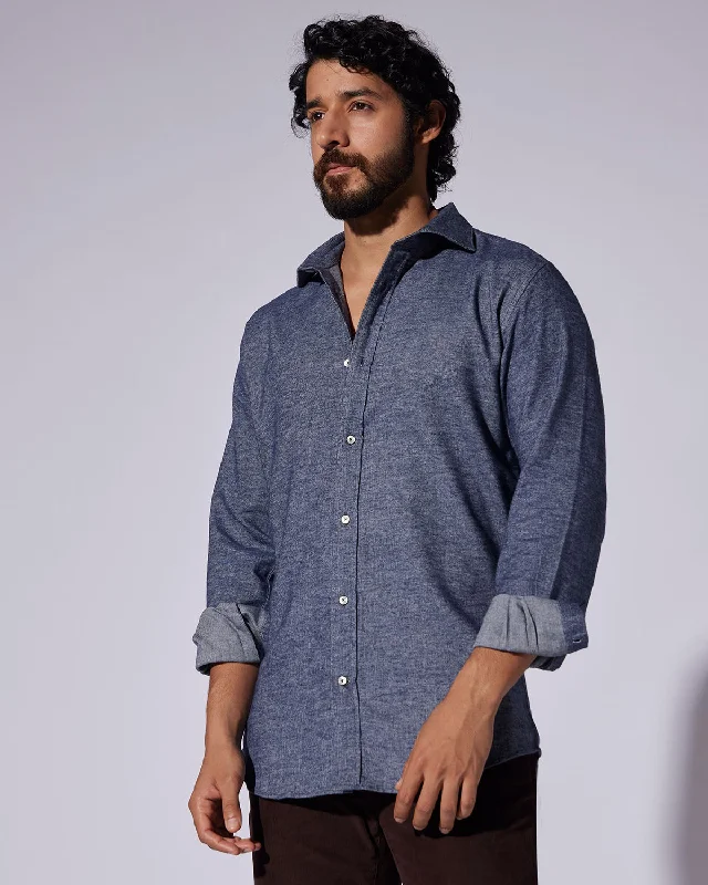 New Deals Japanese Brushed Twill Shirt - Navy