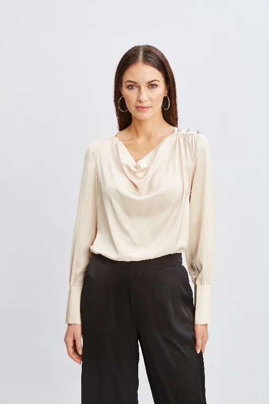 Hot Buy T-Tahari Satin Cowl Jewel Top