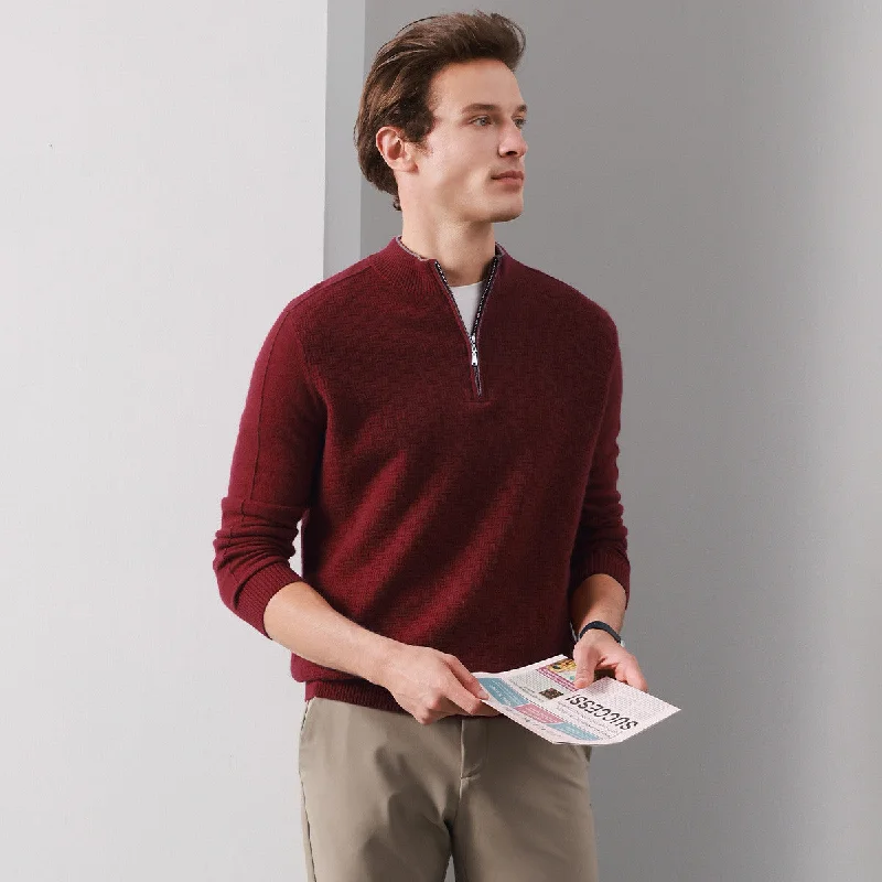 Overstock Clearance 100% Cashmere Mens Mockneck Zipper Collar Sweater