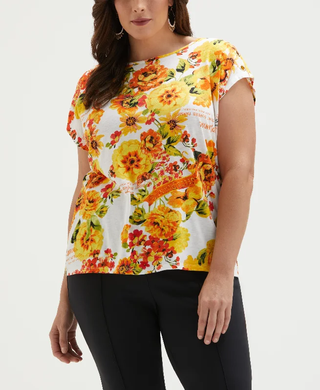 Weekend Discounts to Celebrate Plus Size Seed Packet Print Rivet Detail Tank Top