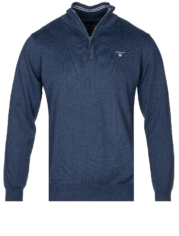 Price Fest Classic Cotton Half Zip Dunkel Jeansblau Melange