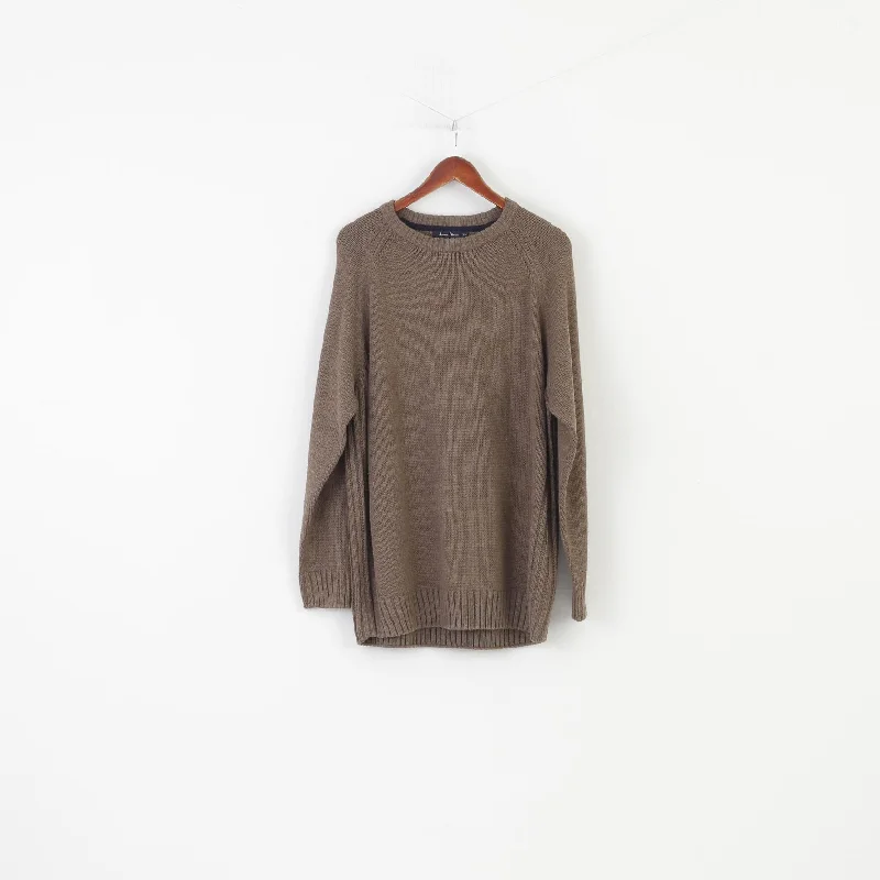 Year-End Sale James Pringle Men XXL Jumper Brown Vintage Acrylic Classic Crew Neck Top