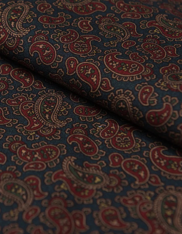 Weekend Deals You Can't Resist Maroon Gold on Olive Fancy Paisley Print