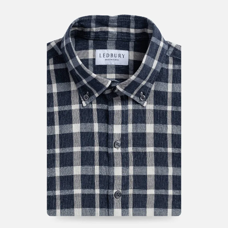 The Navy Allen Cotton Linen Custom Shirt