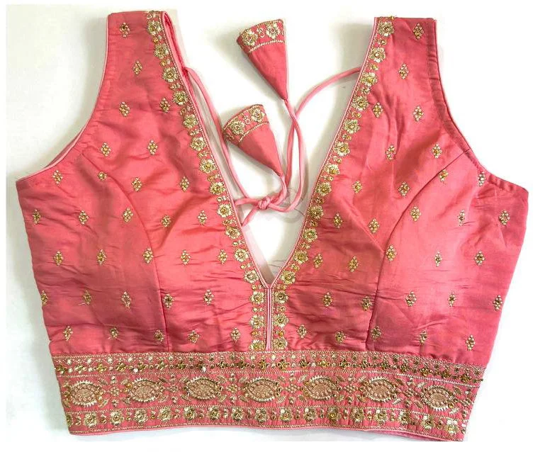 Weekend Offers That Dazzle Women's Peach Colour Silk Readymade Blouse