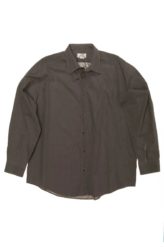 Great Deal Hermes - Dark Grey Men's Dress Shirt - IT 42
