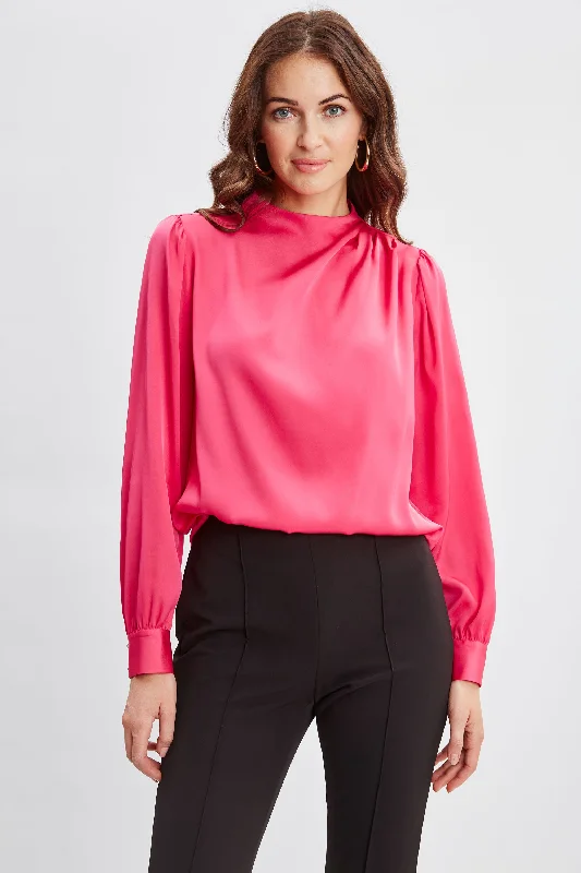 Weekend Bargains to Savor Silk Pleated Draped Neck Shirt