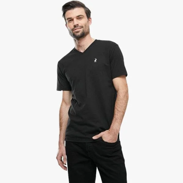 Polo Mens V-Neck Short Sleeve Tee Black