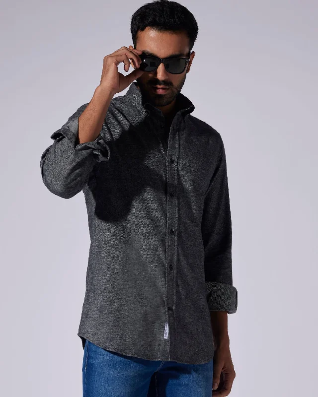 Price Reduction Japanese Brushed Twill Shirt - Black